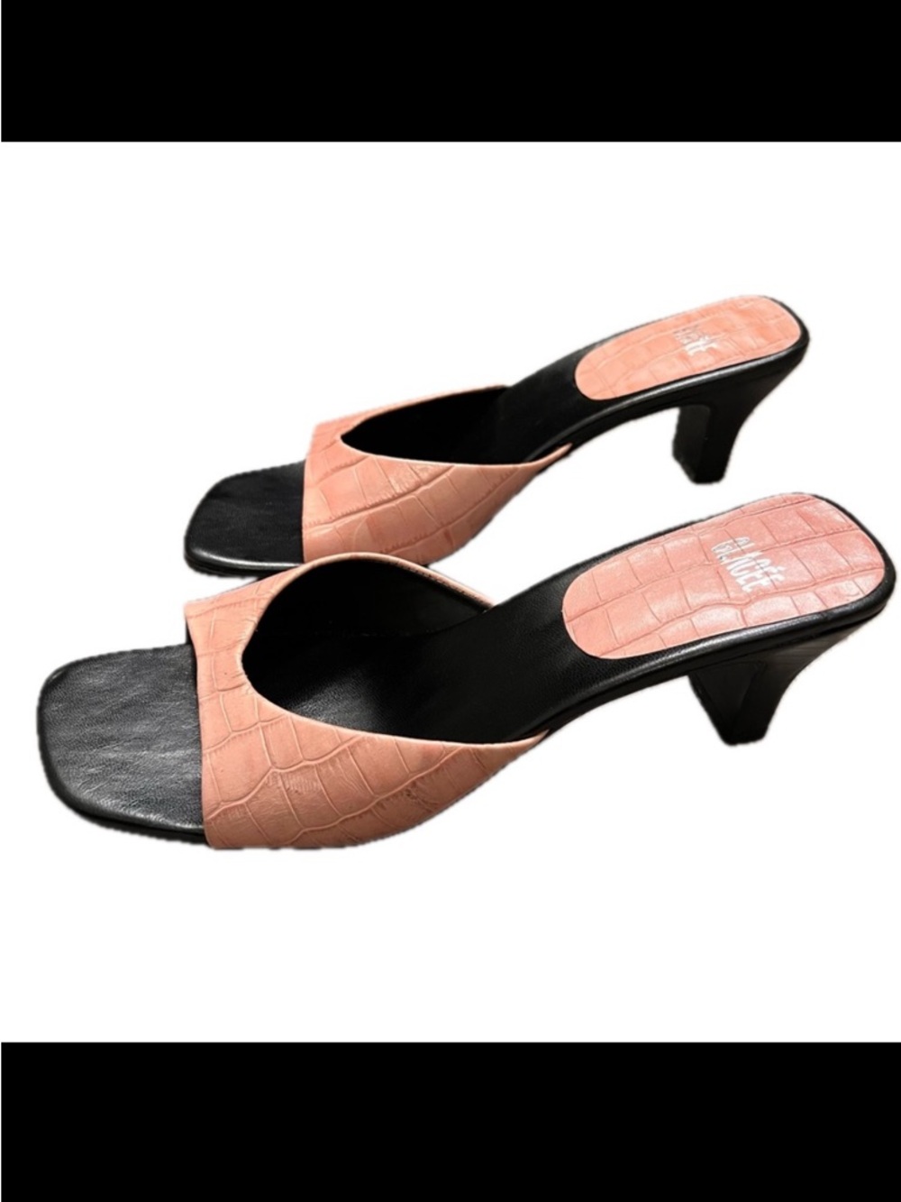 Vintage Glacee sandal mules heels crocodile embossed leather Y2K 90s rare